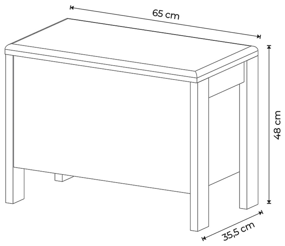 Puff Baú para Sala de Estar AZ1013 MDP Branco/Nogal G69 - Gran Belo