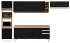 Armário de Cozinha Modulada 5 Peças CP16 Balcão Castanho/Preto - Lumil