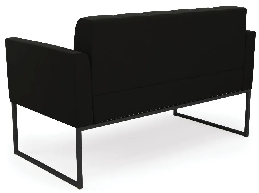 Kit 1 Sofá Namoradeira e 2 Poltronas Elisa Suede Base Metálica Industrial Preto - D'Rossi - Preto