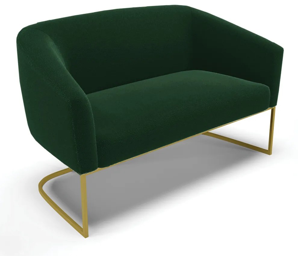 Sofá 2 Lugares Namoradeira Industrial Dourado Stella Bouclê D03 - D'Rossi - Verde