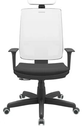 Cadeira Office Brizza Tela Branca Com Encosto Assento Aero Preto RelaxPlax Base Standard 126cm - 63677 Sun House