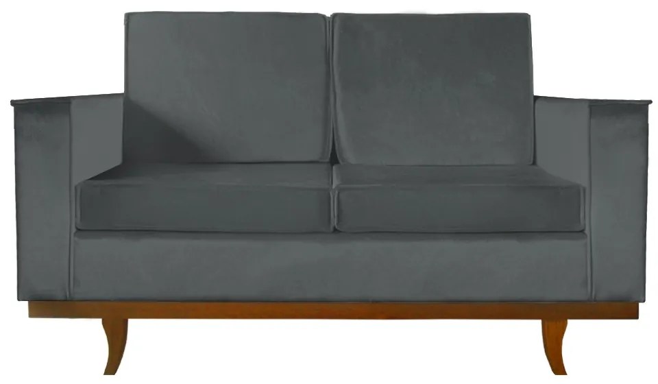 Sofá Dubai 2 Lugares Decorativo 1,50 m Sala Veludo Cinza