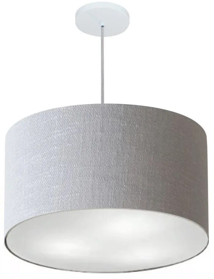 Lustre Pendente Cilíndrico Md-4250 Cúpula em Tecido 45x30cm Rustico Cinza - Bivolt