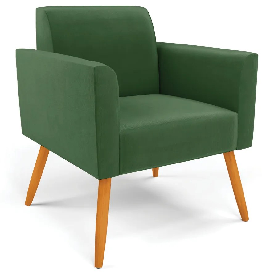 Sofá Namoradeira com 2 Poltronas Pés Palito Castanho Marisa Suede D03 - D'Rossi - Verde