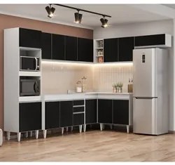 Armário de Cozinha Modulada de Canto 8 Peças CP01 Balcão Branco/Preto
