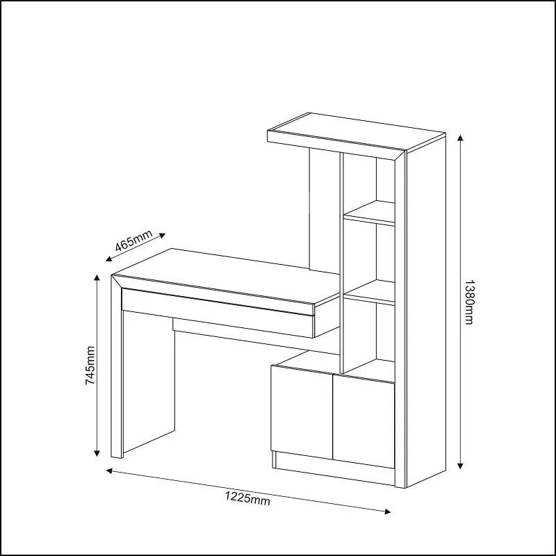 Mesa escrivaninha Estante Home Office 2 portas 1 Gaveta