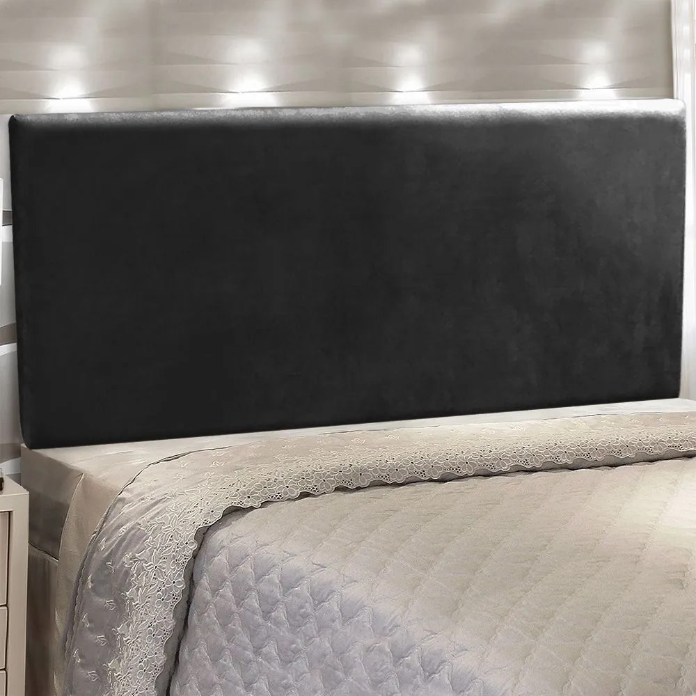 Cabeceira Painel Clean para Cama Box Casal 160 cm Suede M11 - D'Rossi - Preto