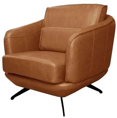 Poltrona Ellis Couro Caramelo Pés de Ferro Fixo 86cm - 70010 Sun House