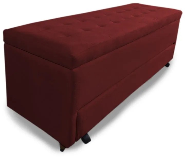 Calçadeira Baú com Sapateira Queen 160cm Paris Suede Bordô - Sheep Estofados - Vermelho escuro