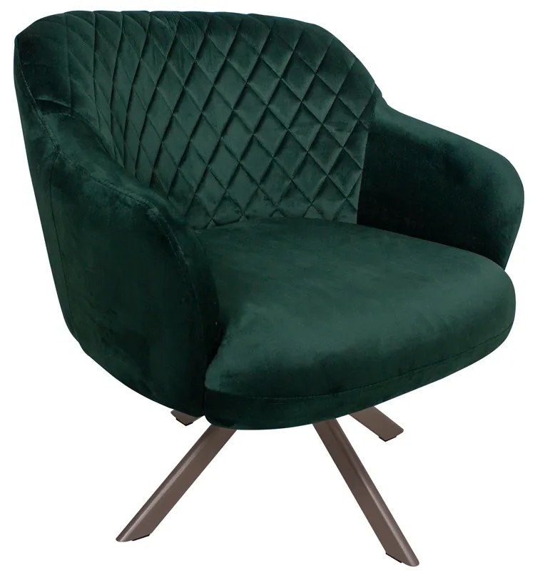 Poltrona Decorativa Kitana Pés Champagne Giratório Veludo Verde G15 - Gran Belo