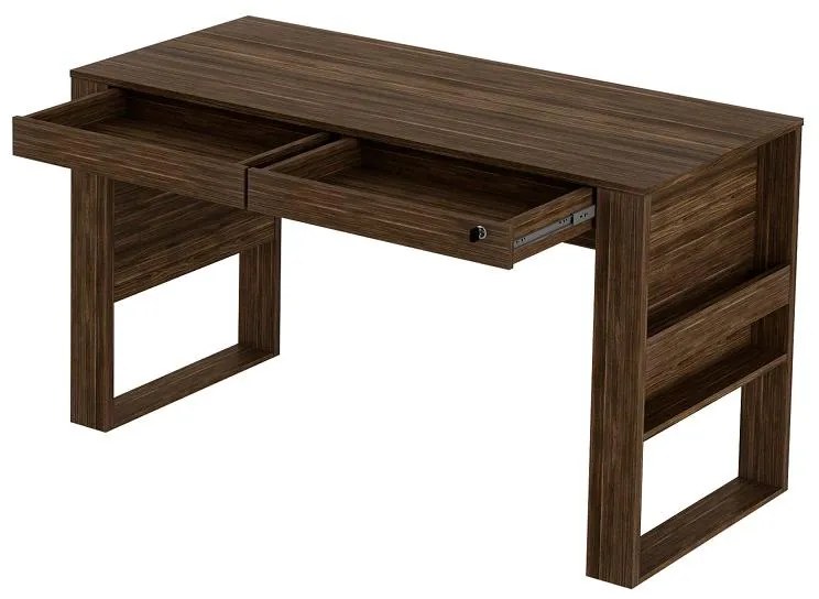 Escrivaninha Mesa de Escritório com Gavetas e Chave Nogal