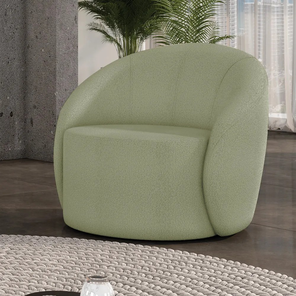 Poltrona Decorativa Orgânica Lua Bouclê D03 - D'Rossi - Verde Pistache