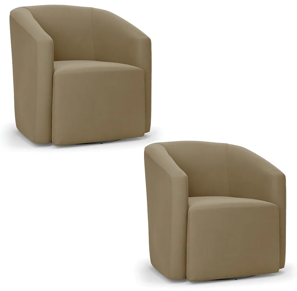 Poltrona Decorativa Base Giratória Kit 2 Stella Max Suede Marrom Rato D03 - D'Rossi