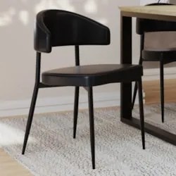 Cadeira de Jantar Estofada Kit 8 Chloe M25 Sintético Preto - Mpozenato