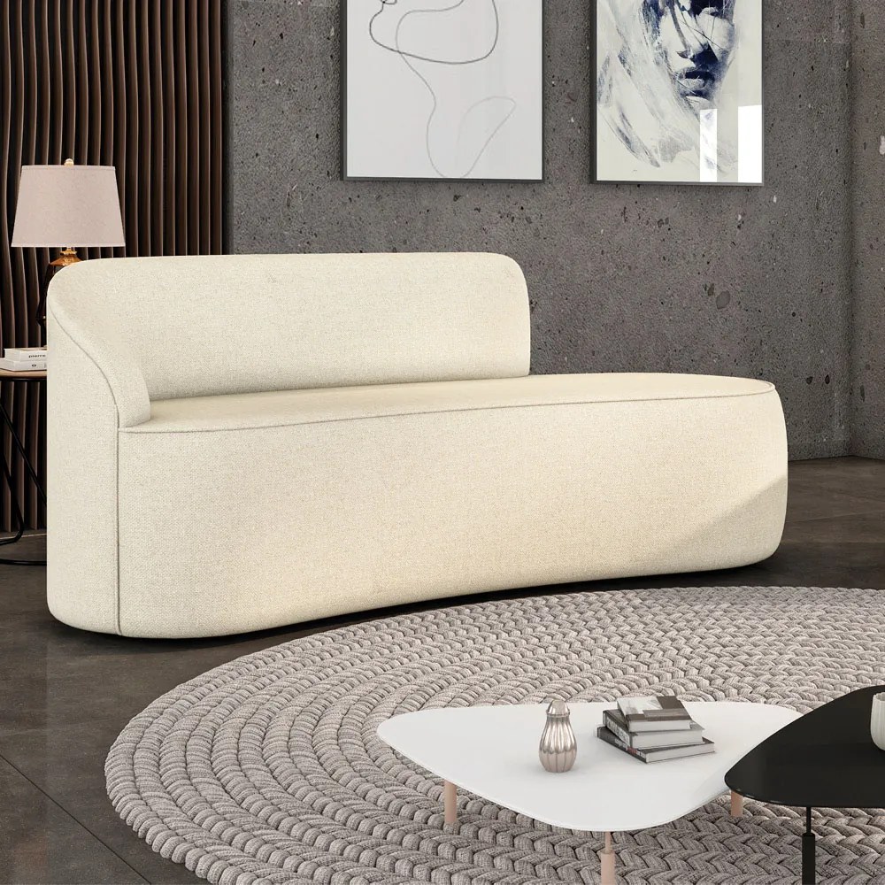 Sofá 2 Lugares Orgânico 140 cm Morgan Linho - Preto - Bege