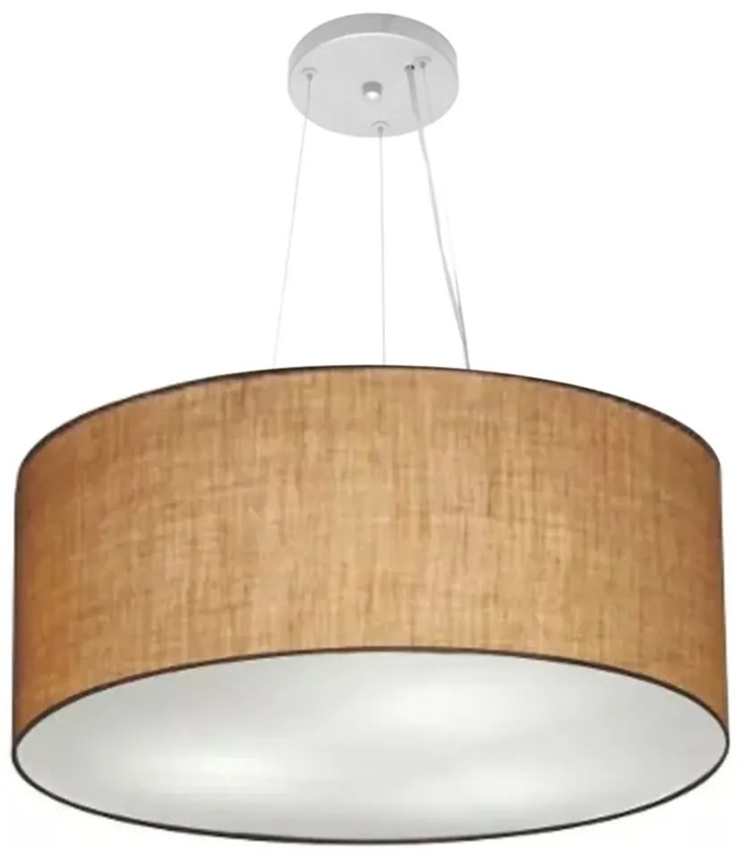 Lustre Pendente Cilíndrico Md-4047 Cúpula em Tecido 50x21cm Palha - Bivolt