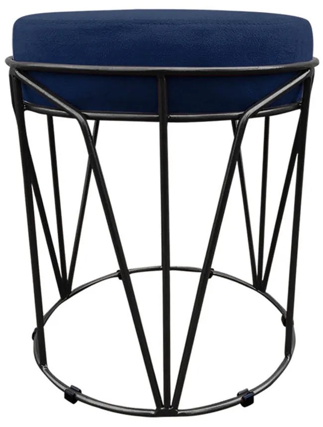 Puff Multiuso com Mesa Babu 2 em 1 Suede Base Preto D'Rossi - Azul Marinho