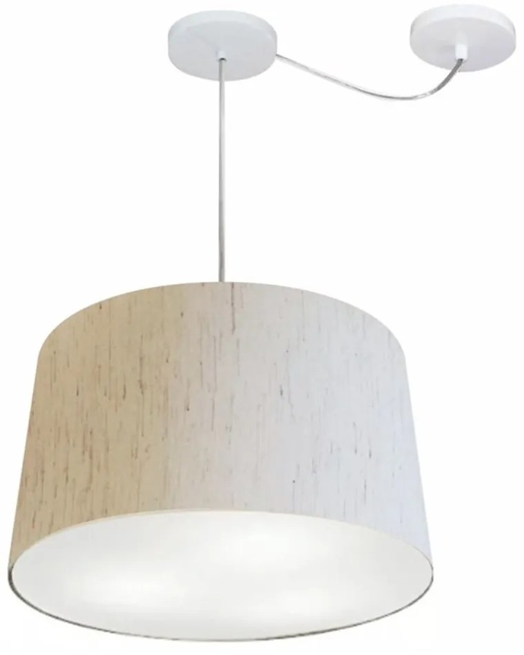 Lustre Pendente Cone Com Desvio de Centro Vivare Md-4281 Cúpula em Tecido 40x45cm - Bivolt