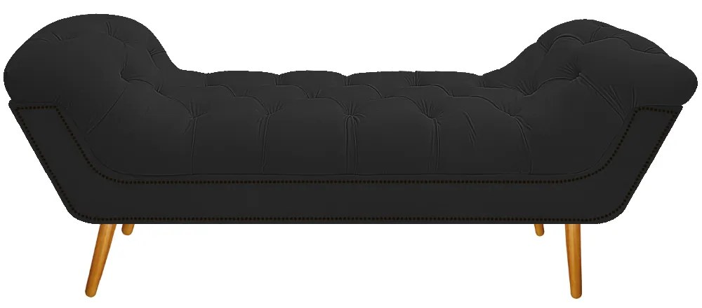 Calçadeira Estofada Veneza 140 cm Casal Corano Preto - ADJ Decor