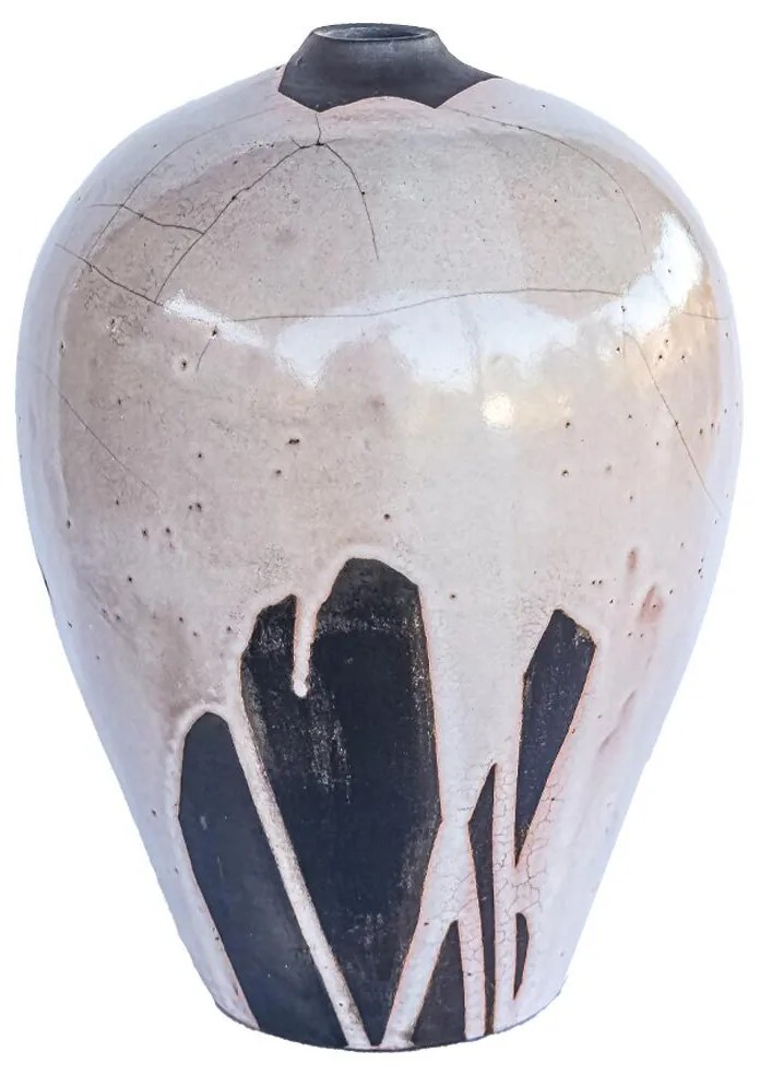 Vaso Bojudo decorativo de cerâmica 40x23x23- Raku Alto Brilho  Kleiner