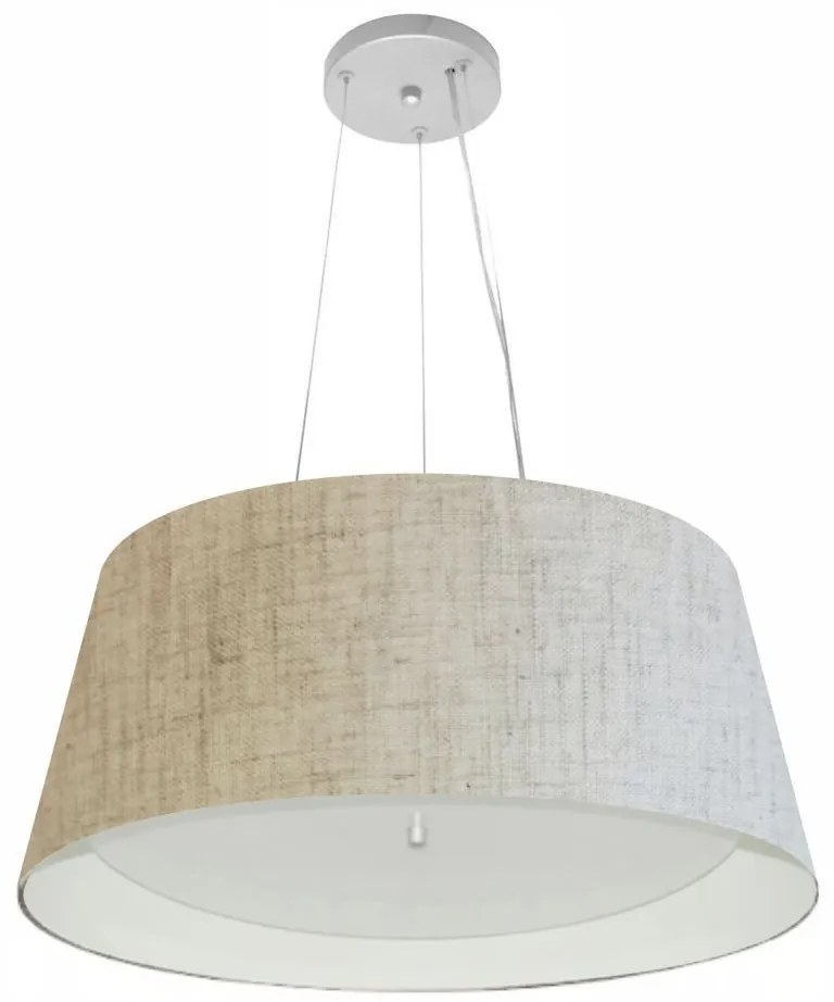 Lustre Pendente Cone Md-4015 Cúpula em Tecido 25/60x50cm Rustico Bege / Branco - Bivolt