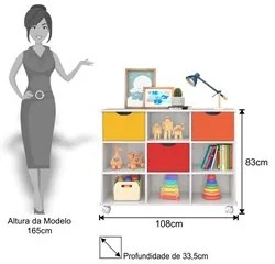 Kit 2 Nichos Organizadores com Rodízios Toys 3 Gavetas Q01 Branco/Colo