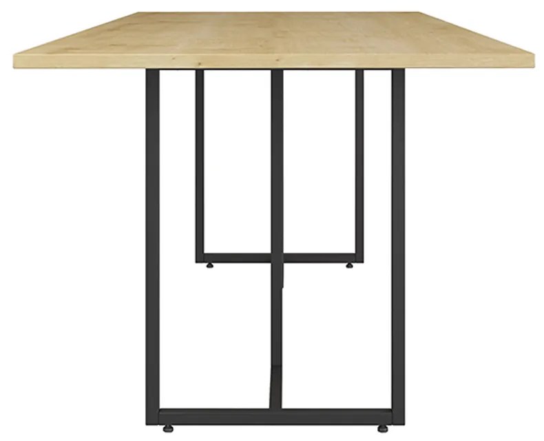 Mesa de Jantar 06 Lugares Lina 180 cm Natural Base Metálica Industrial Preto - D'Rossi