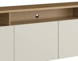 Rack TV 75 Pol 220cm Portas Lisas Blen Louro/Luna/Preto I06 - Mpozenat