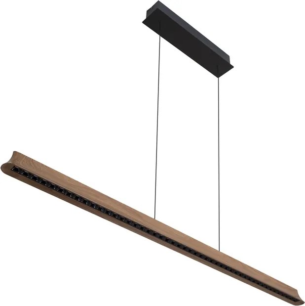 Pendente Led Dimerizavel Preto E Madeira 38W 3000K Native