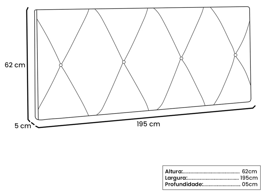 Painel Cama King Serena 195cm Suede - ADJ Decor