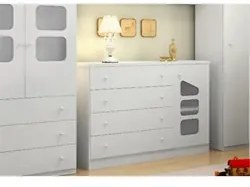 Guarda Roupa Infantil Modulado e Cômoda 04 Gavetas Eloísa Branco - Pho