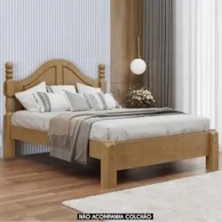 Cama Casal Clássica 140cm Pé Madeira Eduarda Freijó F07 - Mpozenat