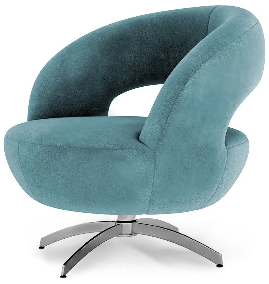 Poltrona Decorativa Base Giratória Topázio Veludo Turqueza - Sheep Estofados - Água