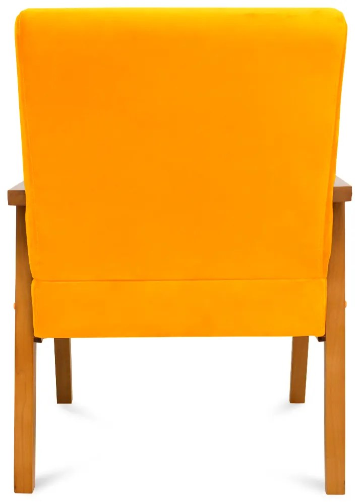 Poltrona Decorativa Alexa Braça de Madeira Suede Amarelo - Sheep Estofados