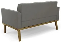 Sofá Namoradeira e 2 Poltronas Base Madeira Castanho Ana Suede Grafite