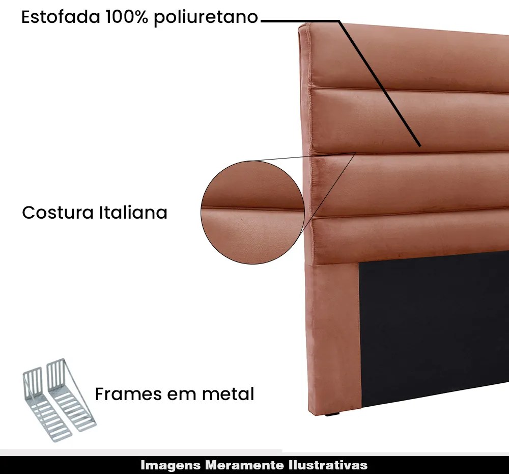 Cabeceira Decorativa 1,40M Guess Veludo Cobre G63 - Gran Belo