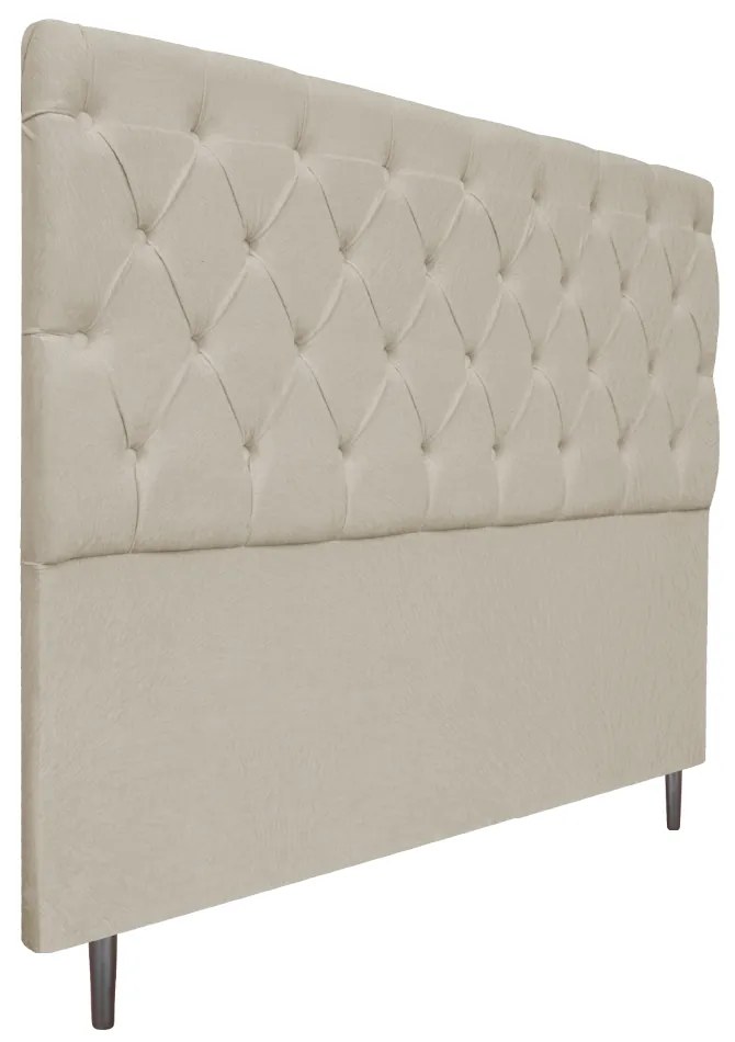 Cabeceira Estofada Liverpool 140 cm Casal Suede Bege - ADJ Decor