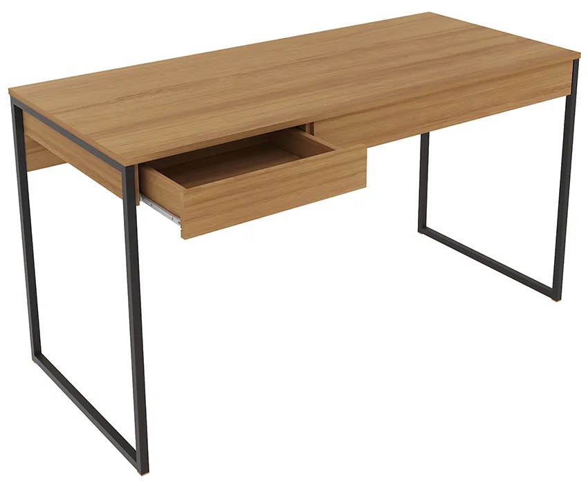Mesa para Escritório Home Office ME4156 MDP Amendoa/Preto G69 - Gran Belo