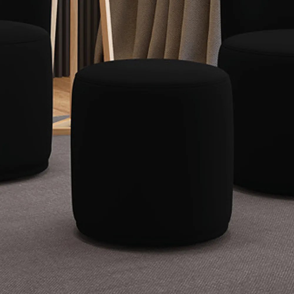 Puff Redondo Orgânico para Sala Malu Veludo M11 - D'Rossi - Preto