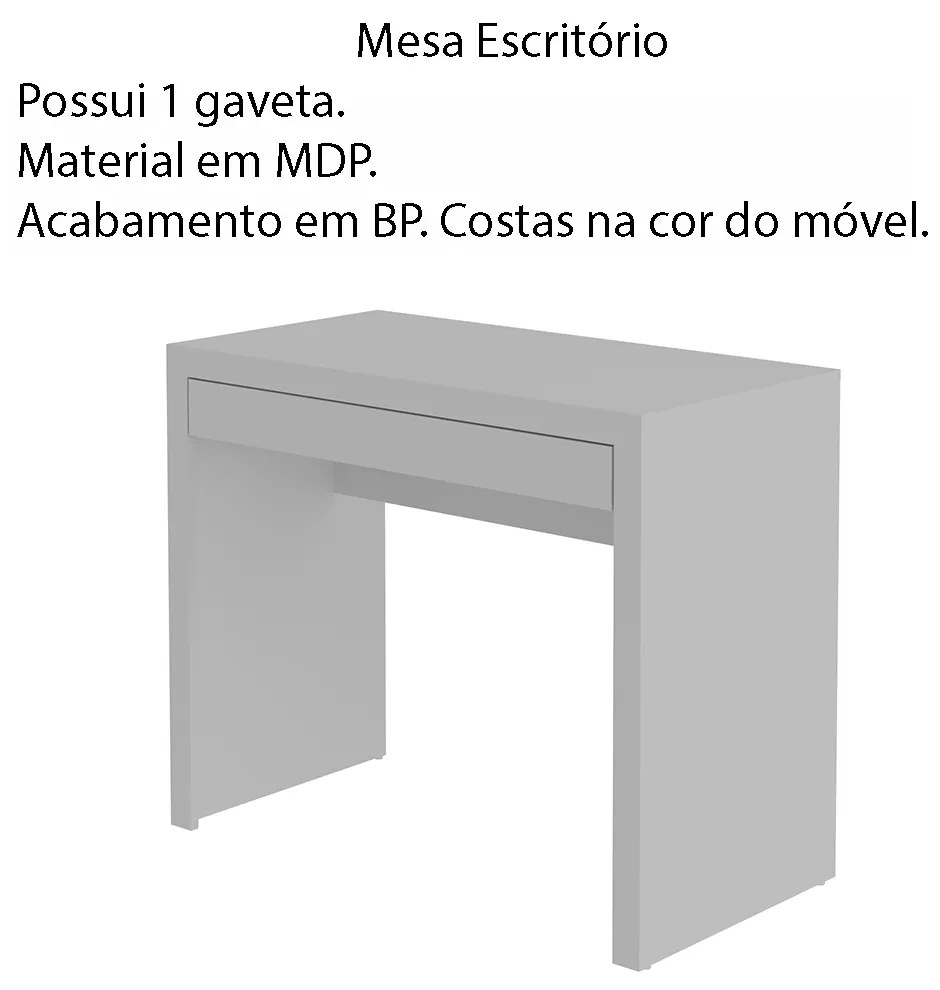 Mesa para Escritório Home Office ME4107 MDP Branco G69 - Gran Belo