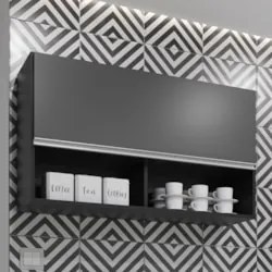 Armário de Cozinha Aéreo 100cm Basculante Mia Z34 Preto/Grafite - Mpoz