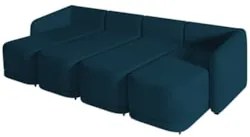Sofá Cama Casal para Sala 396cm Polska Z08 Veludo Azul - Mpozenato