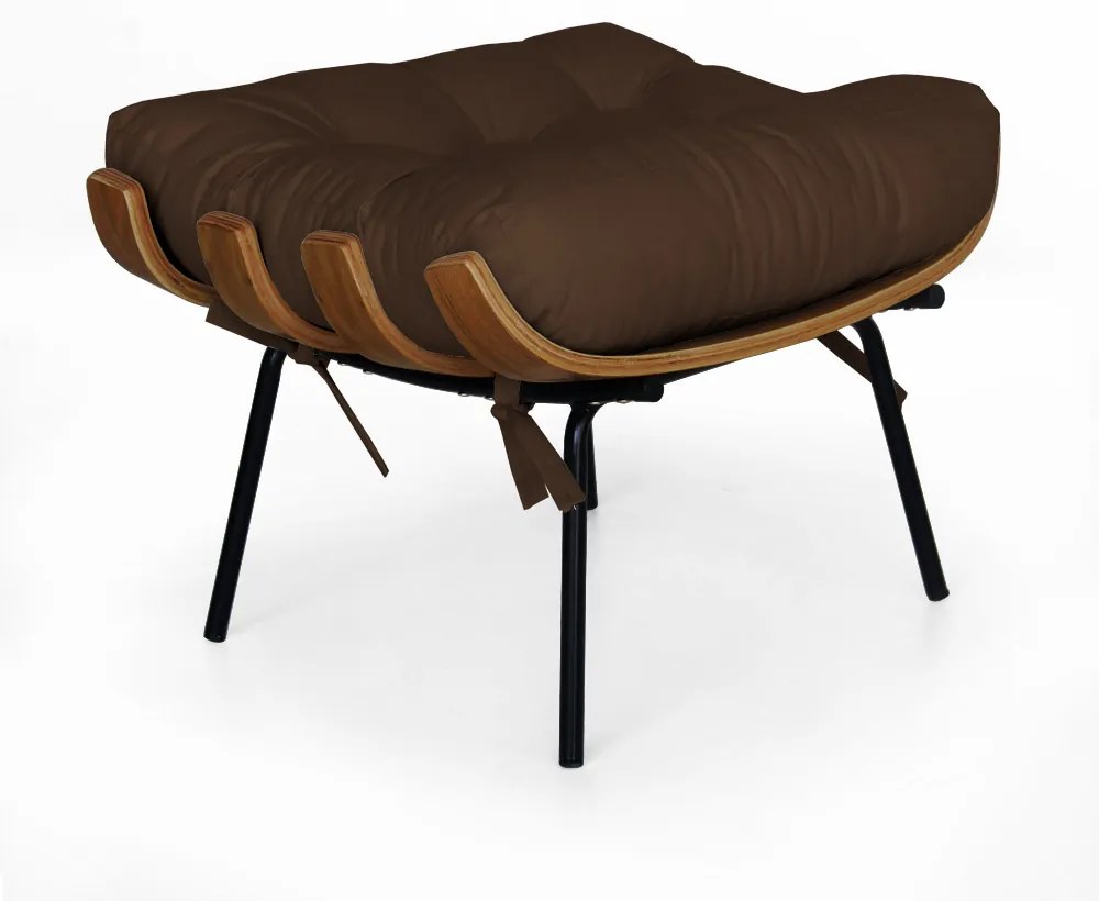 Puff Decorativo Sala de Estar Costela Rib Suede Marrom