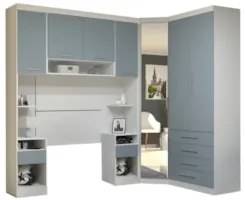 Guarda Roupa Solteiro Modulado CP05 Taiga Branco/Grey L01 - Mpozenato
