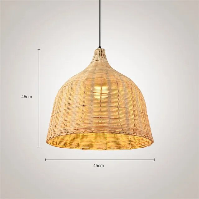 Luminária Pendente  Rattan Luzes Pingente, Sudeste Asiático, Lustre De Vime, Sala De Jantar, Arte De Bambu. - 45CM