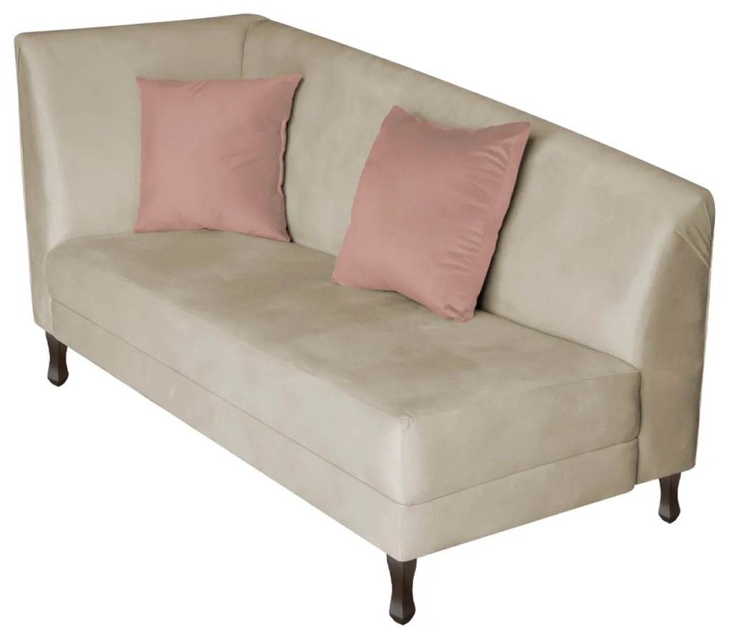 Divã Recamier Heitor 185cm com Almofada Lado Direito Suede - ADJ Decor