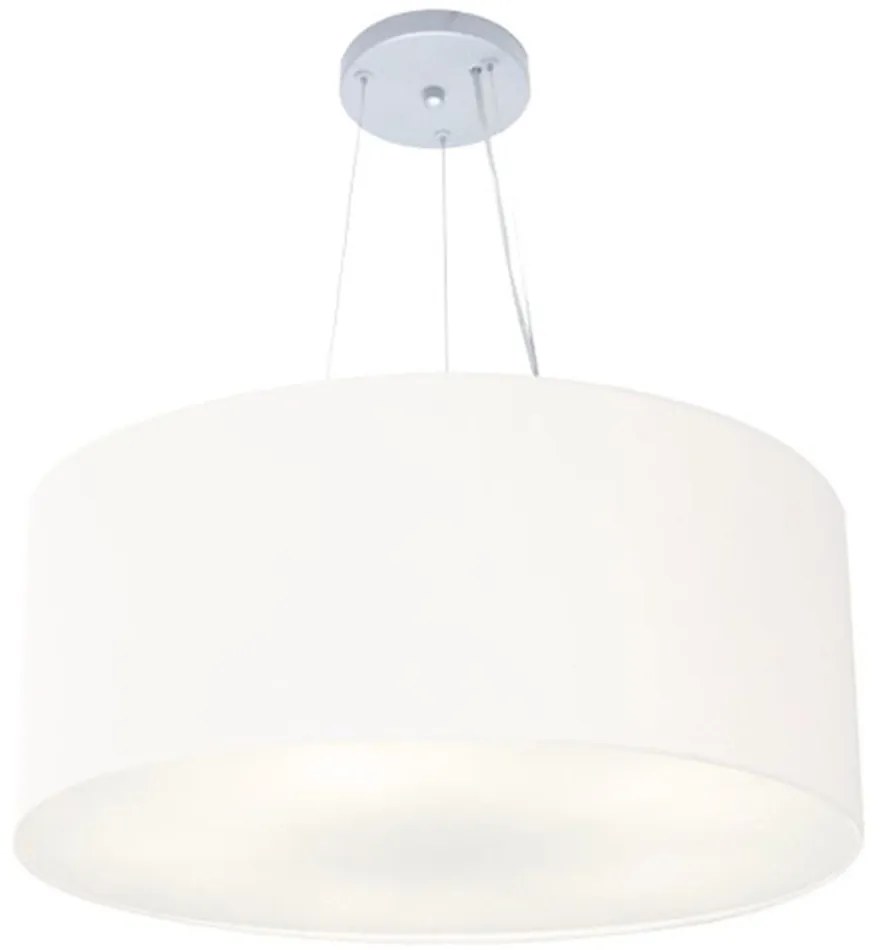 Lustre Pendente Cilíndrico Md-4135 Cúpula em Tecido 70x30cm Branco - Bivolt