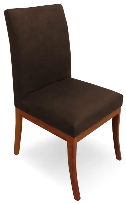 Cadeira Raquel para Sala de Jantar Base de Eucalipto Suede Marrom