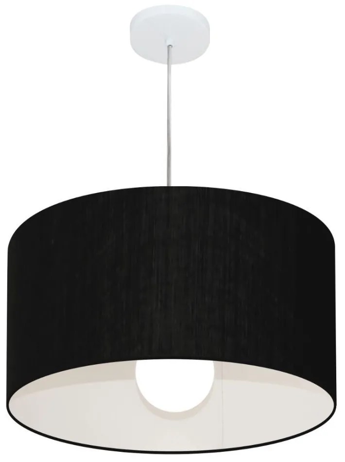 Lustre Pendente Cilíndrico Md-4205 Cúpula em Tecido 45x30cm Preto - Bivolt