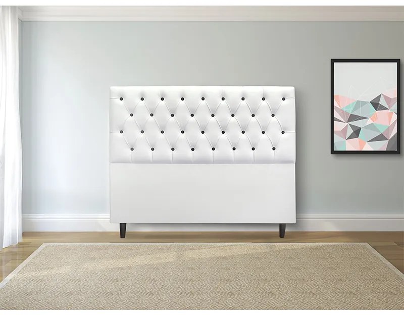 Cabeceira Cama Box Casal King 195cm Nicole Capitonê Corano Branco Botão Preto - Sheep Estofados - Branco